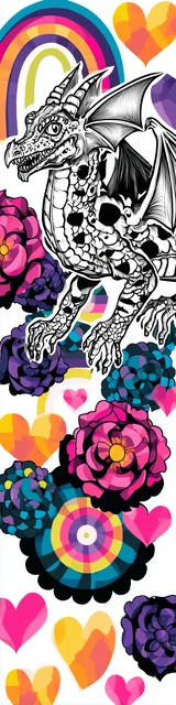 Free dragon bookmark featuring a dragon with a rainbow